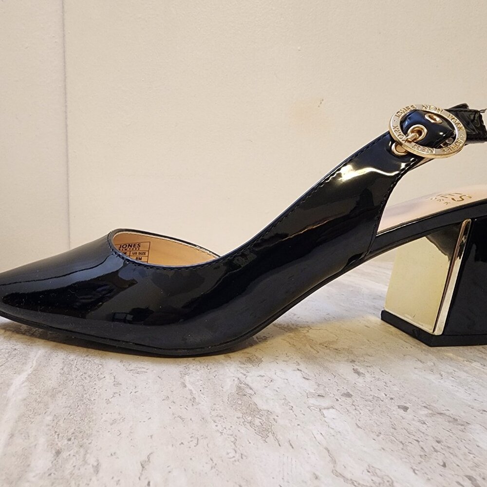 Jones New York Candree Pointed Toe Dress Slin Black Patent 8M -B036 - Picture 6 of 11